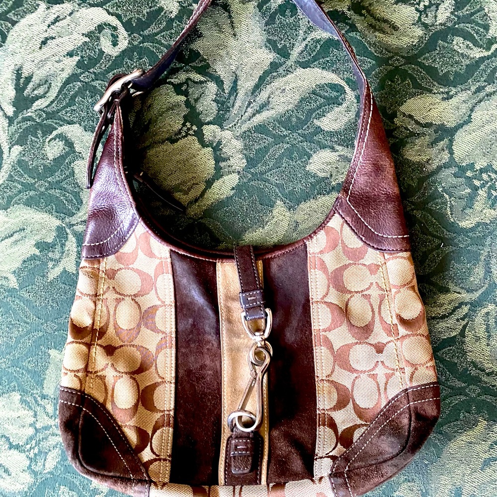 Authentic COACH E05Q 8K10 Hobo Signature Handbag